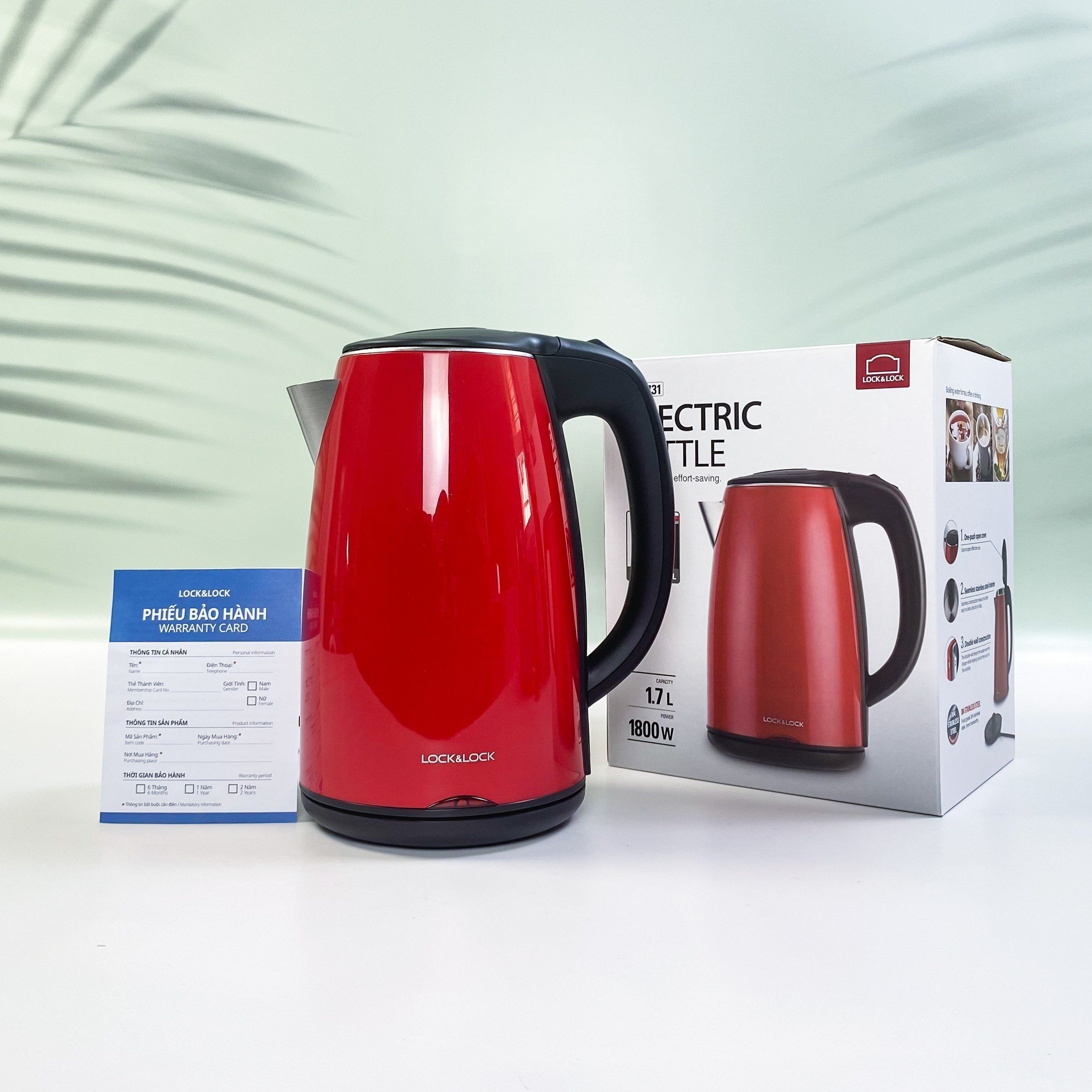 Bình Đun Siêu Tốc 2 Lớp Lock&Lock EJK731 chống nóng (1.7L)