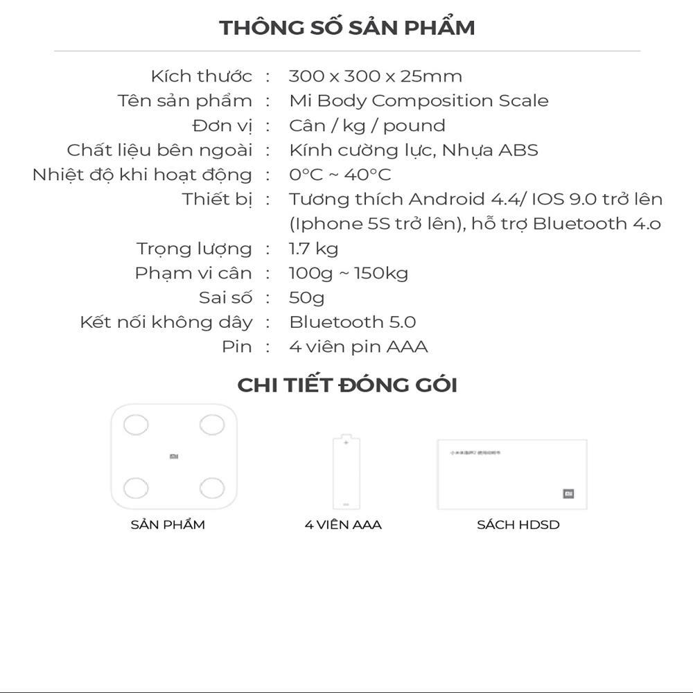 Cân Thông Minh Xiaomi Smart Scale Gen 2 - 2019 - BH 3 Tháng