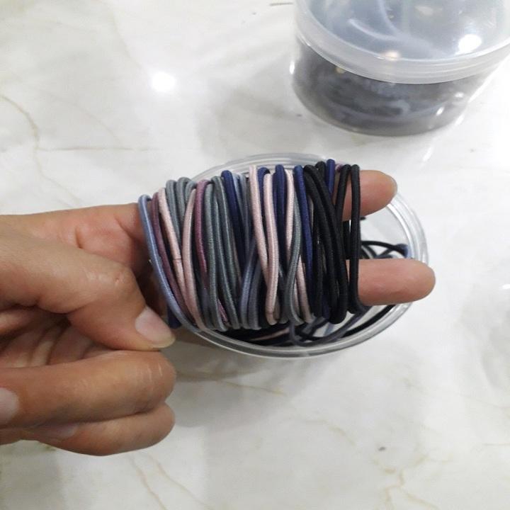Hộp Đựng 100 Dây Cột Tóc Nhiều Màu