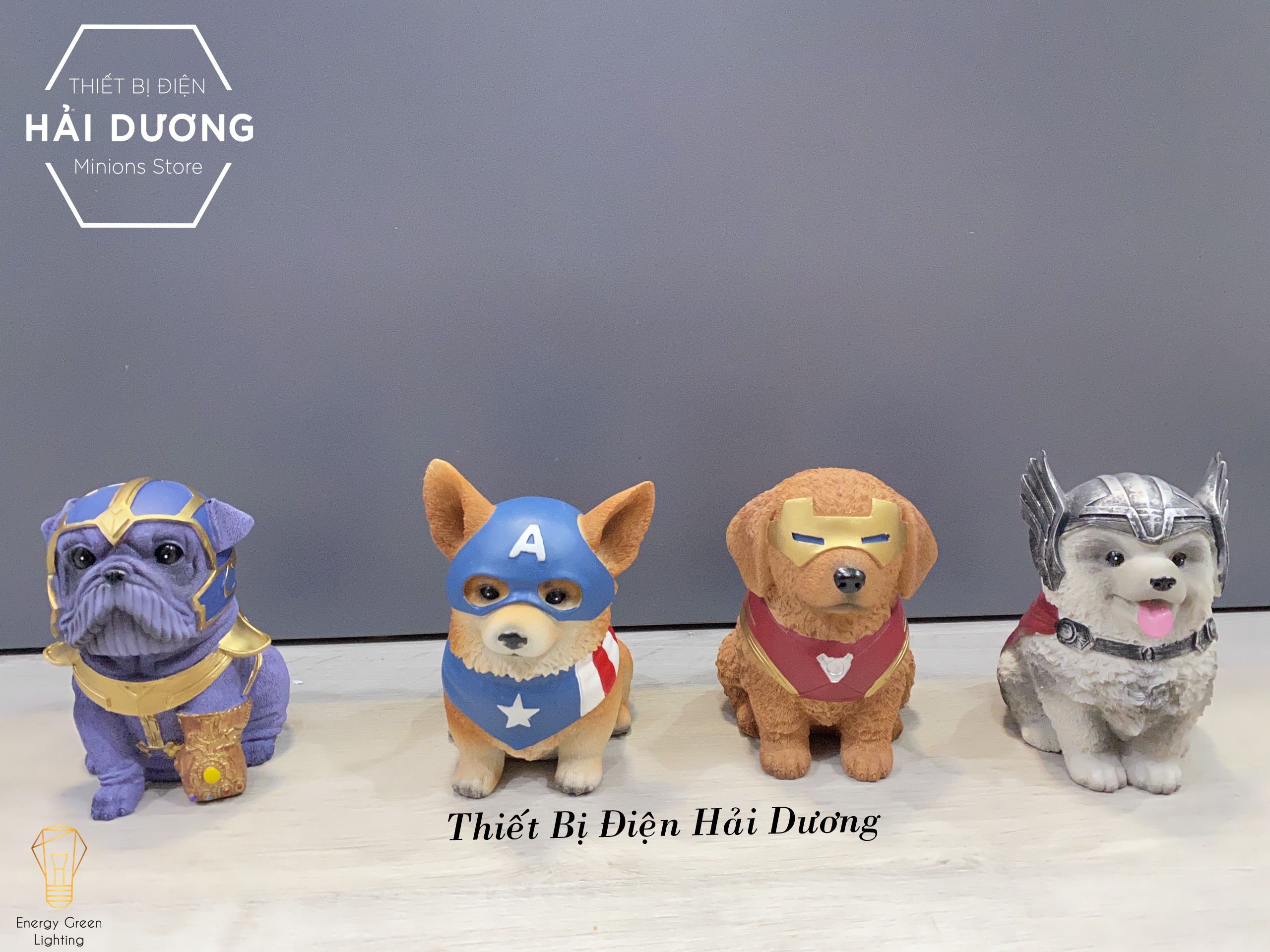 Bộ Tượng Cún Siêu Anh Hùng Đút Tiền Tiết Kiệm Dễ Thương - Corgi Và Những Người Bạn - Quà Tặng Decor Căn Phòng Ý Nghĩa