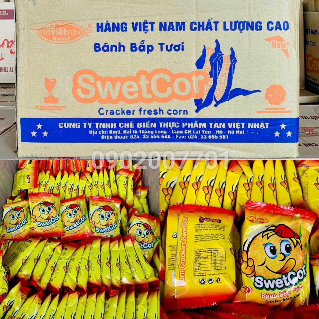 1 Kg Bánh Quy Bắp Swetcor Tân Việt Nhật - Khoản 75-80 Gói -đồ ăn vặt-tết -bánh mứt tết