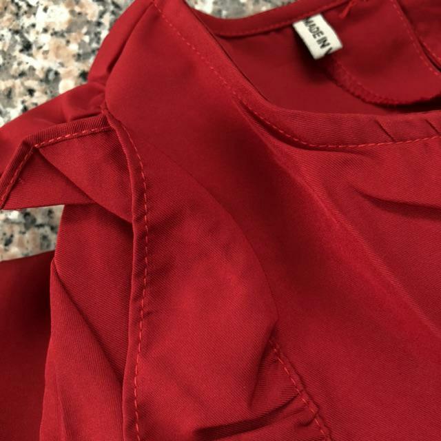 [HCM]Đầm babydoll đỏ bèo vai (kèm hình thật nhà Bo)