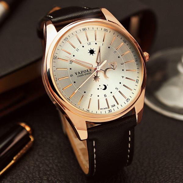 Đồng hồ nam dây da Yazole 336
