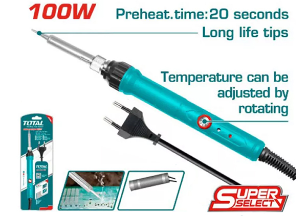 [ĐIỀU CHỈNH NHIỆT ĐỘ] 60W Mỏ hàn chì đầu thẳng nhọn Total TET160831