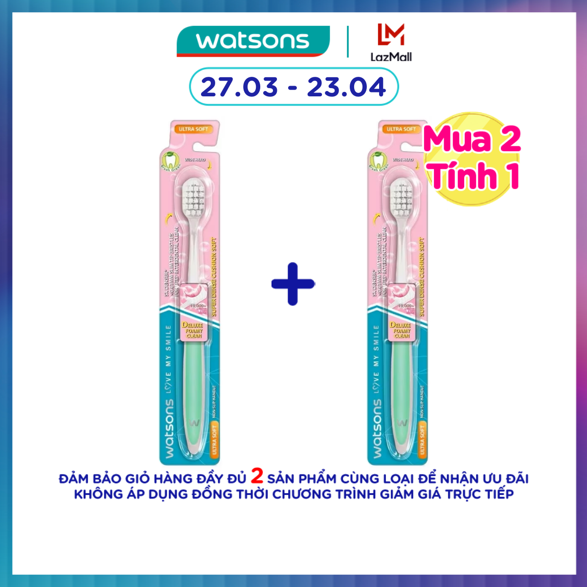 Bàn Chải Đánh Răng Watsons Super Dense Cushion Soft Toothbrush (Ultra Soft) 1s