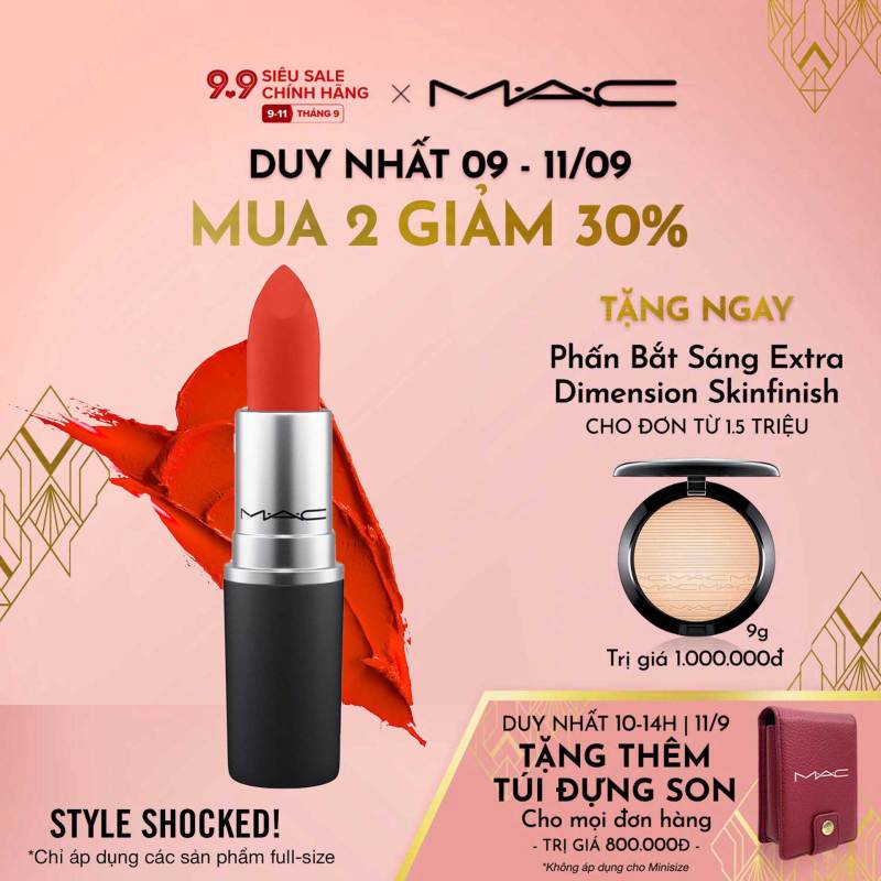 [9.9-11.9  MUA 2 GIẢM 30%] Son môi MAC Powder Kiss Lipstick - Moisture Matte Lipstick 3g cao cấp