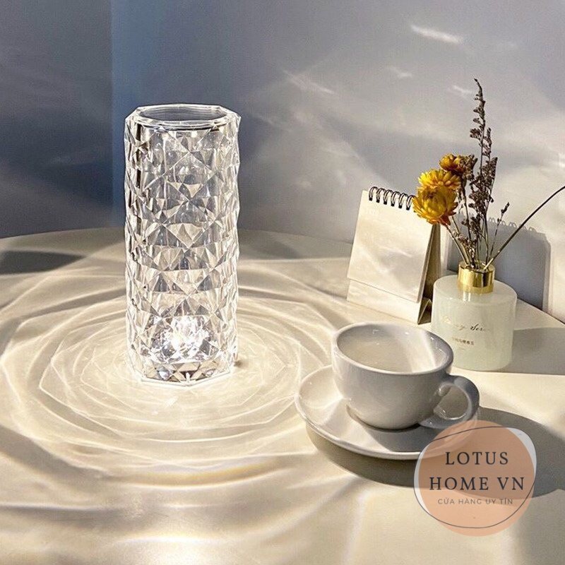 Crystal Table Lamp LED Rose Light Projector 3/16 Colors Touch Adjustable Romantic Diamond Atmosphere Light USB Touch Night Light