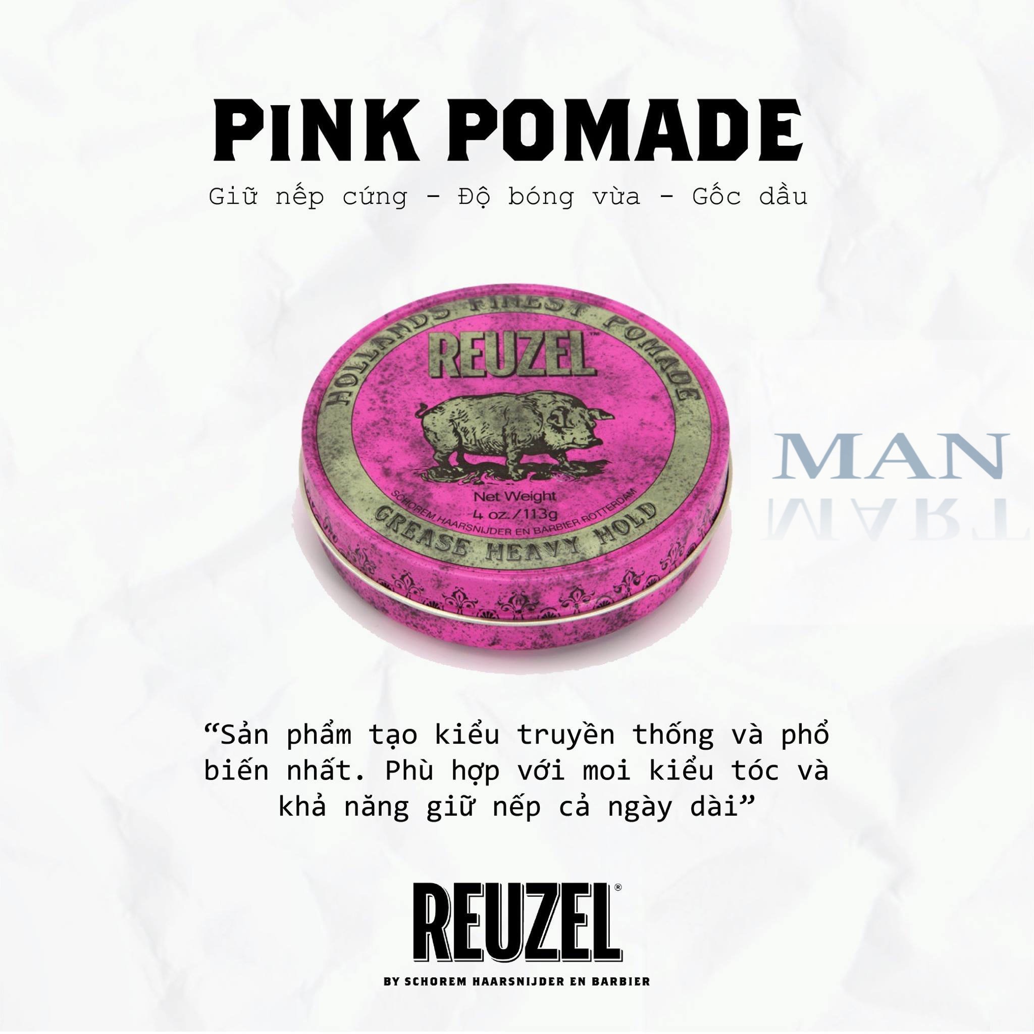 [CHÍNH HÃNG] Sáp vuốt tóc Reuzel Pink Pomade Gốc Dầu