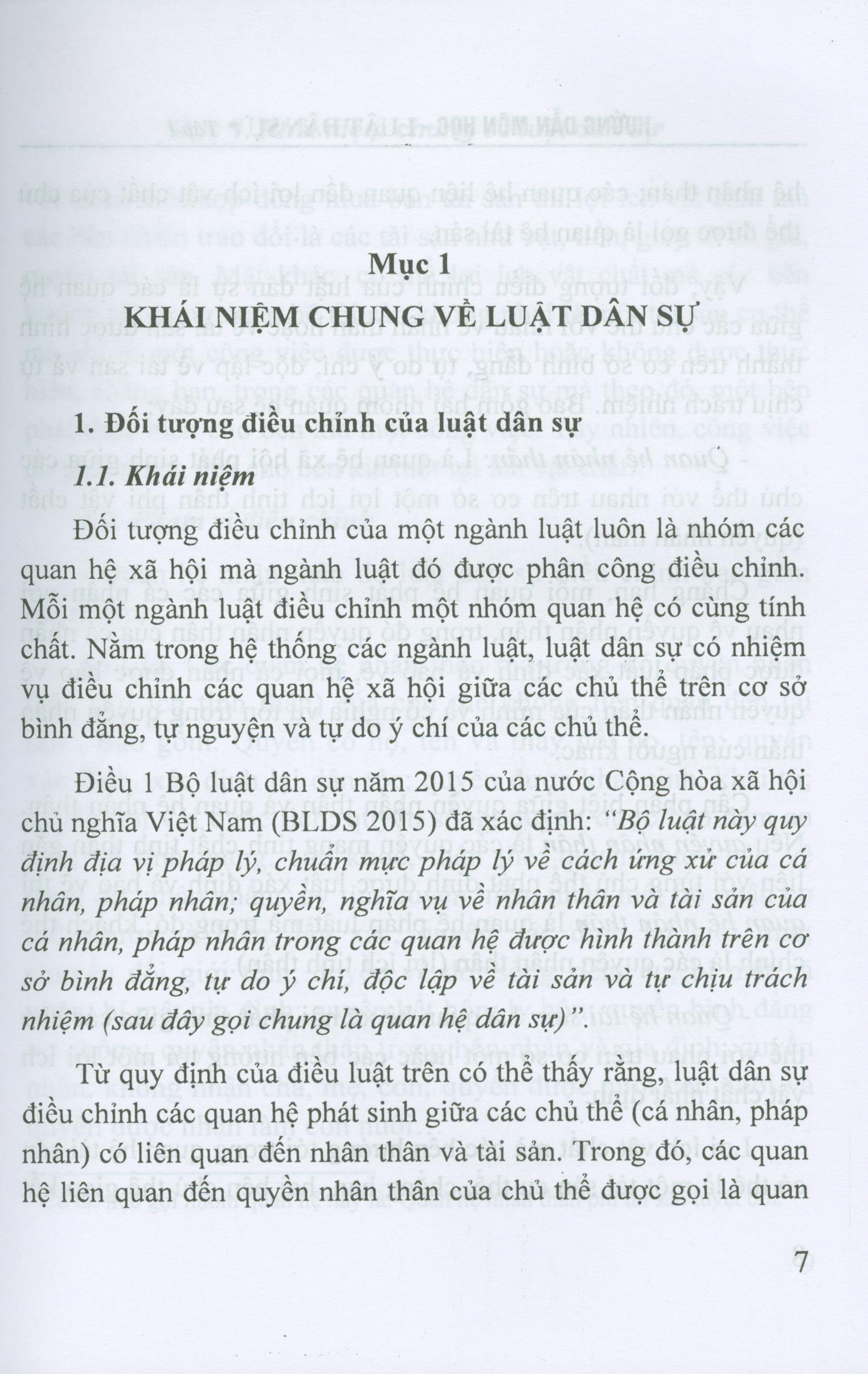 Hướng dẫn môn học luật dân sự - tập 1