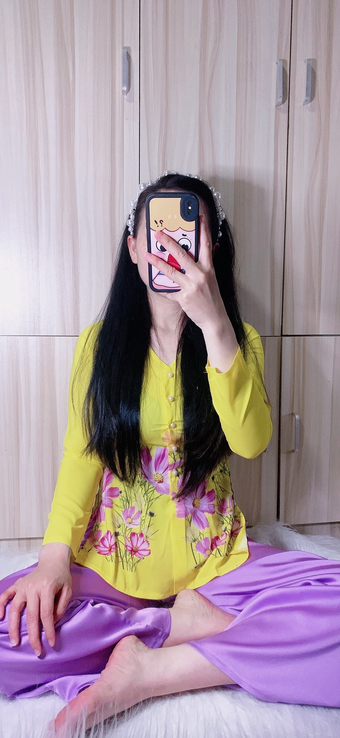 BỘ BÀ BA LỤA IN HOA NHÁY - Áo Bà Ba Hân Nguyễn