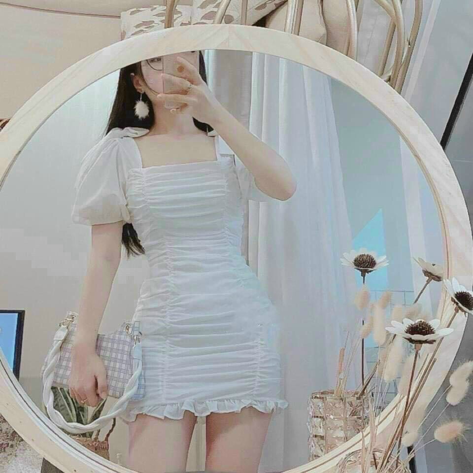Đầm voan trắng phối bo rút tinh khôi TTSA0941