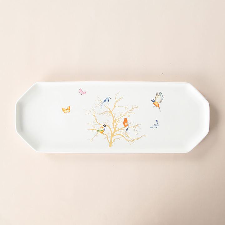 Đĩa sứ hình bát giác phong cách nhật bản bg49