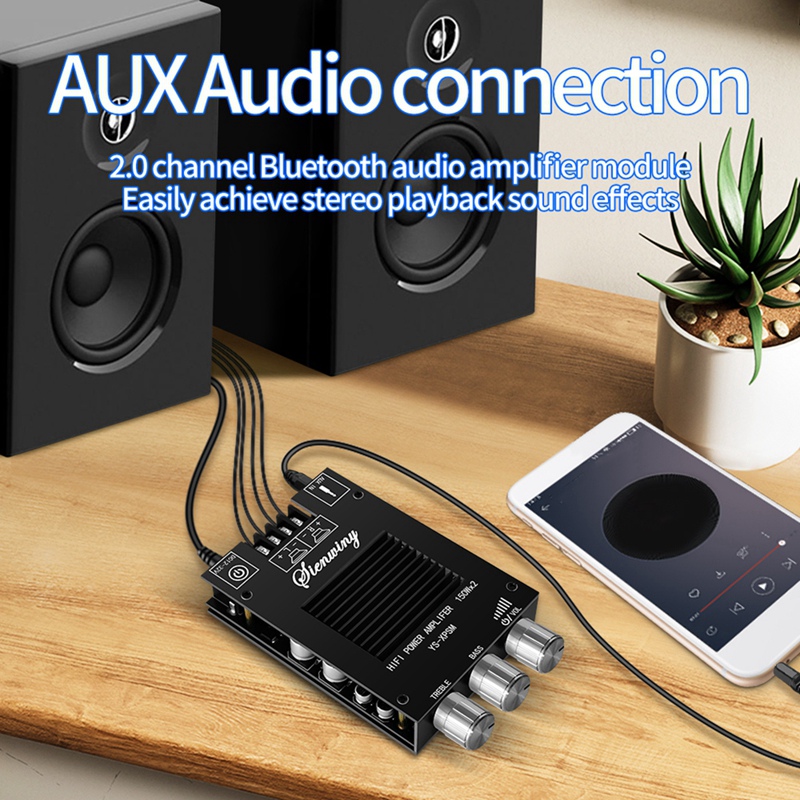 150Wx2 TDA7498E Audio Amplifier Board Stereo Audio Amplifier Board Bluetooth Audio Amplifier Board Stereo Treble Bass Bluetooth Audio Power Amplifier Module Dual Channel Heat Sink