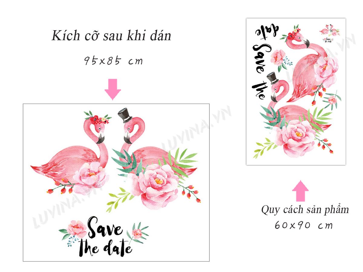 DECAL DÁN TƯỜNG ĐÔI HẠC VÀ CHUÔNG GIÓ