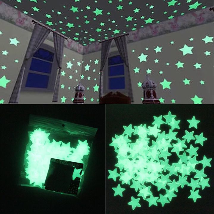 Gói 100 NGÔI SAO Dạ Quang Dán Tường Phát Sáng Trang Trí Nhà Cửa