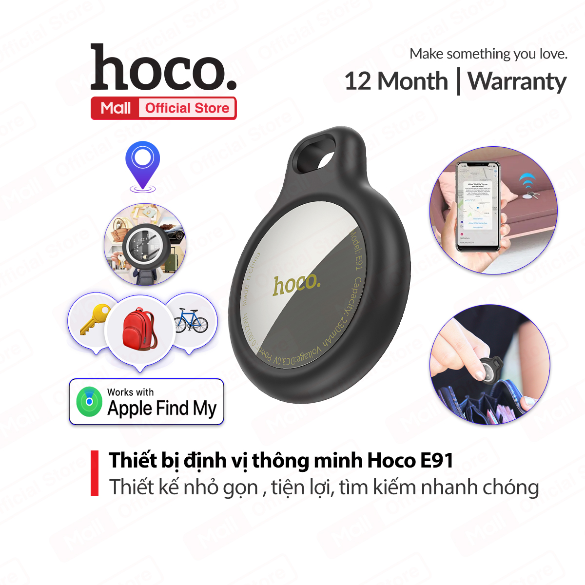 Thiết bị định vị thông minh Hoco E91, thiết kế nhỏ gọn , tiện lợi, tìm kiếm định vị nhanh chóng