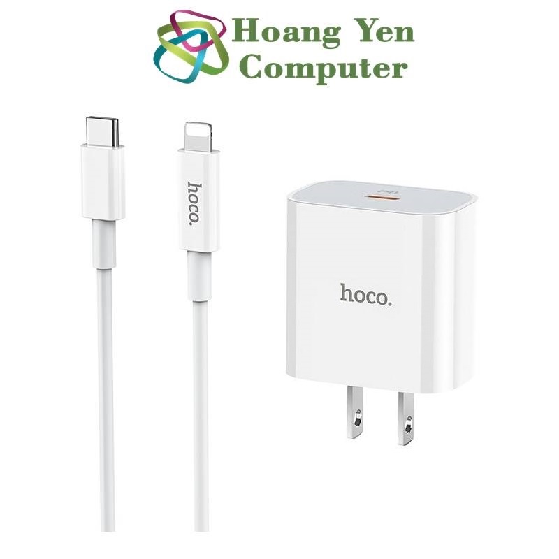 Bộ sạc nhanh 18w cho iphone ipad hoco c76 + cáp sạc type c - lightning - bh 1 năm chính hãng 5.0 - hoàng yến computer