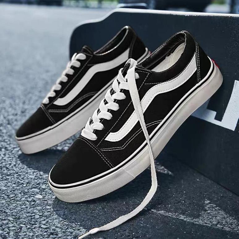 (Video) Giày thể thao nam nữ, giày vải, giày thể thao sneaker nam nữ vải đen kẻ vạch trắng thời trang 2019 giá rẻ