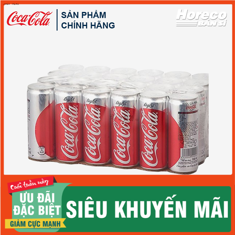 [HCM-Giá Sỉ] Nước Ngọt Coca Cola Light thùng 24 lon x 320ml