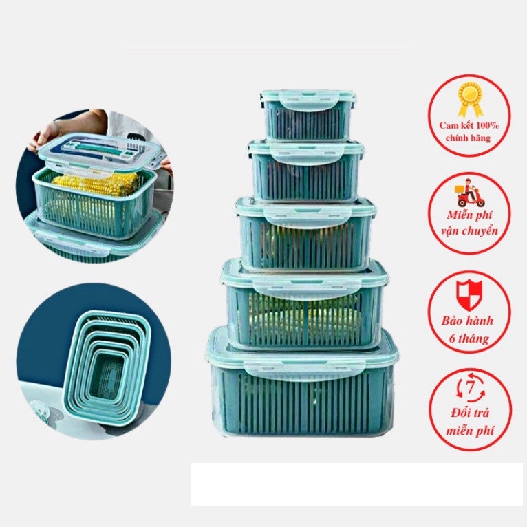 Bộ 5 hộp nhựa đựng thực phẩm nhiều kích cỡ -sét 5 hộp đựng thực phẩm có nắp đậy