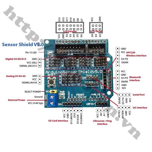MODULE MẠCH MỞ RỘNG ARDUINO UNO SENSOR SHIELD V5
