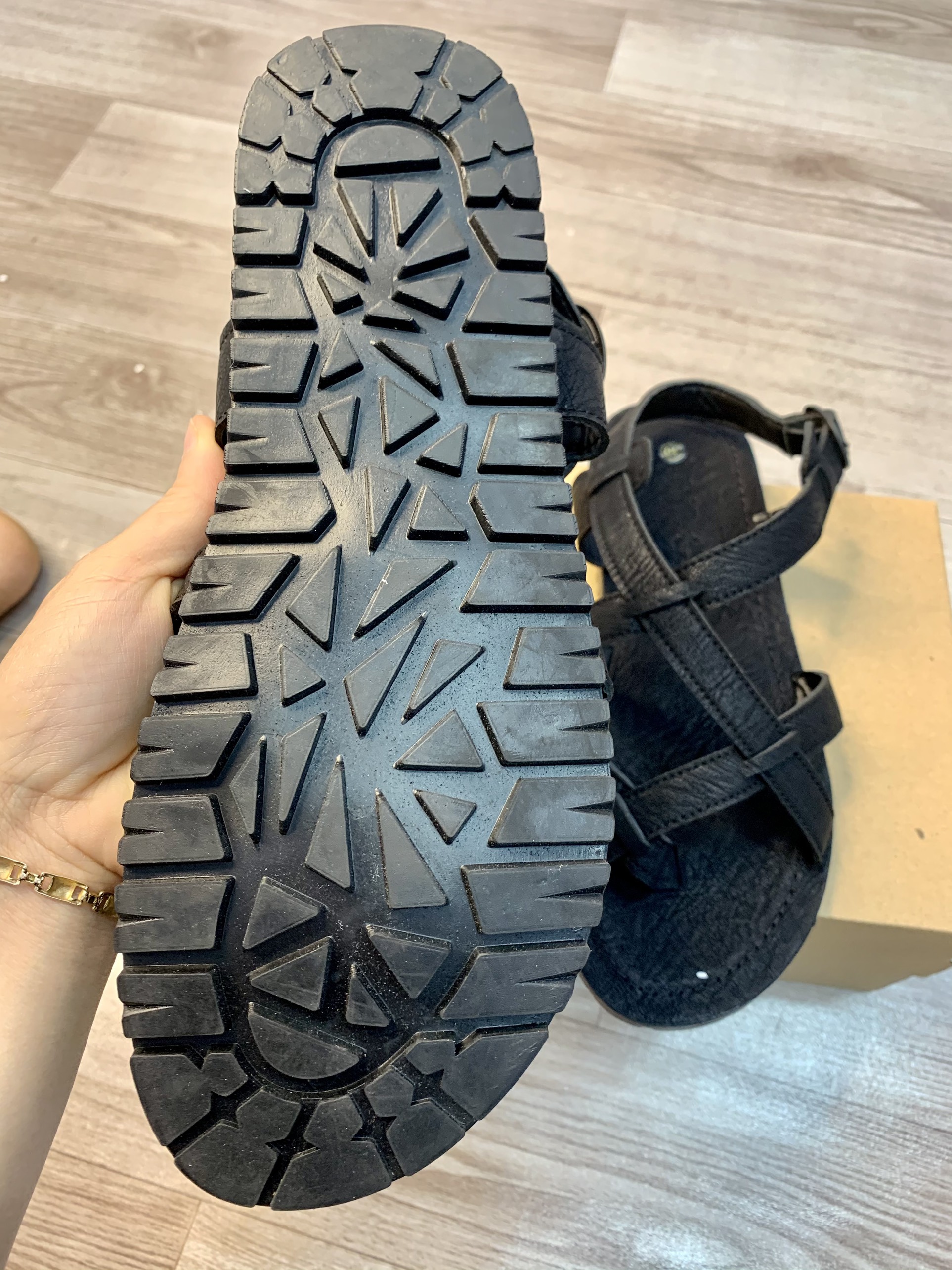 Sandal da bò- dép da bò cao cấp 2 màu đen xám