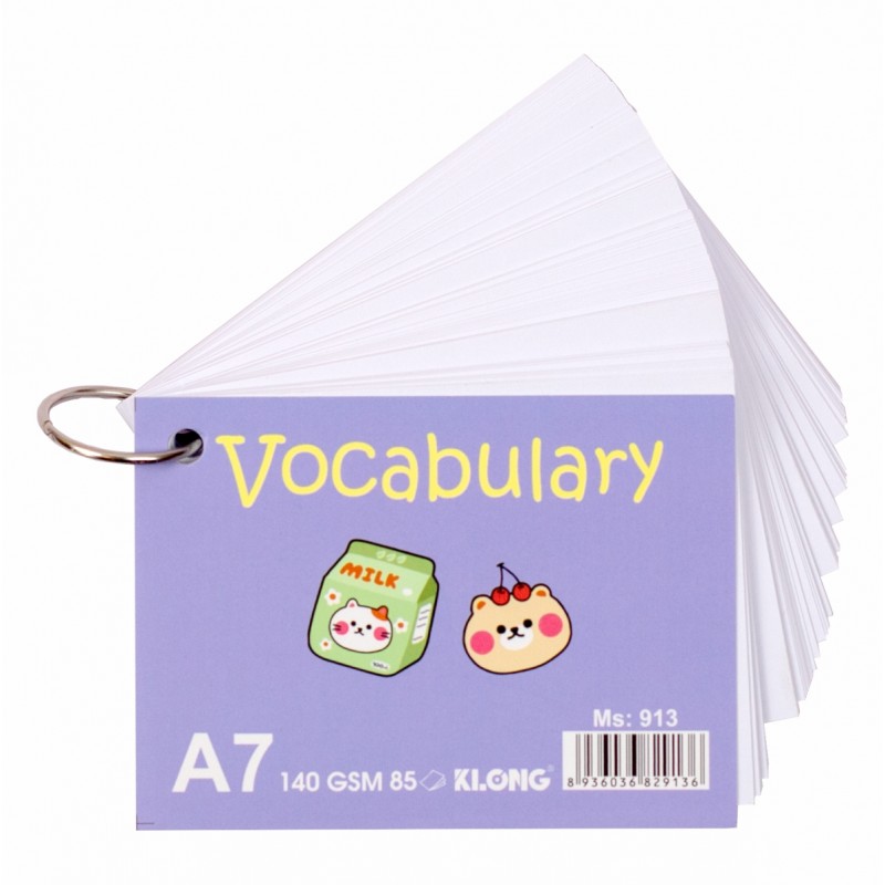 Thẻ vocabulary card 85 tờ a7 klong ms 913 flash card học ngoại ngữ bìa dễ thương vpp klong
