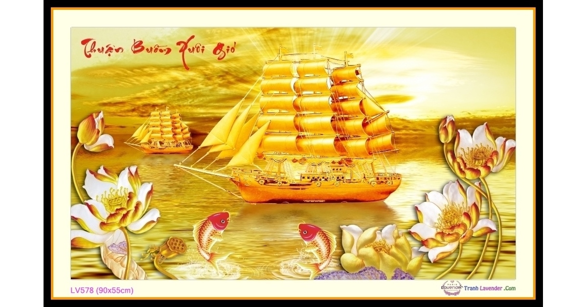 Tranh đính đá thuận buồm xuôi gió lv578 kích thước 90 x 50 cm
