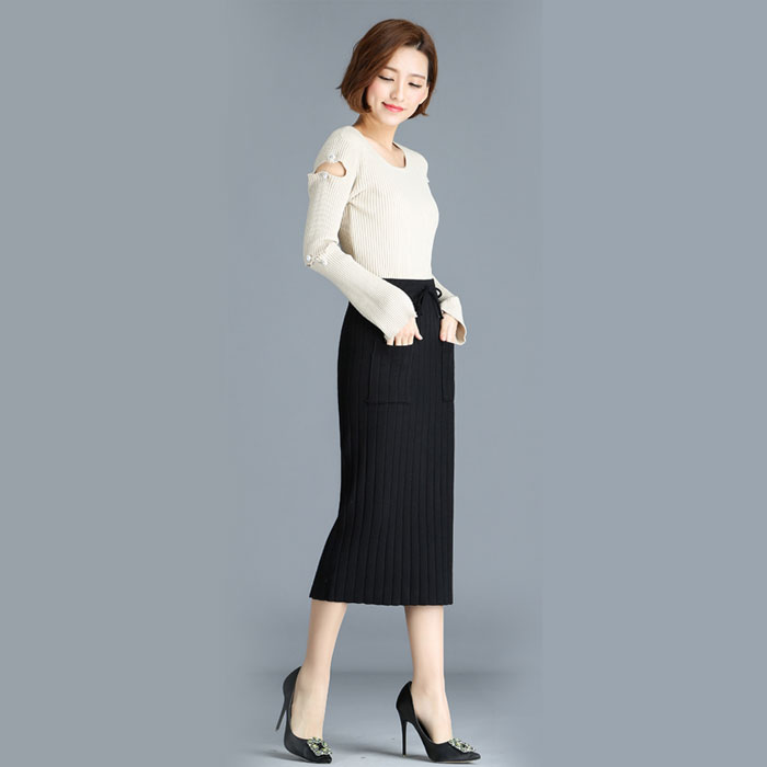 [HCM]Chân váy Len Công Sở Dài Có Túi