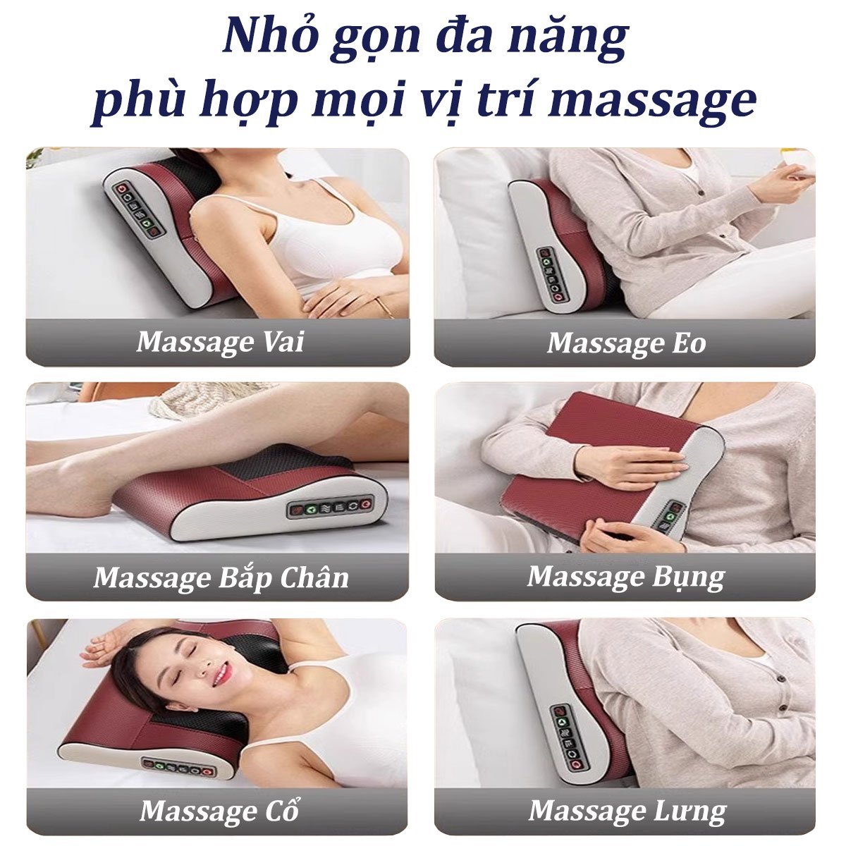 Gối massage hồng ngoại máy mát xa cổ vai gáy 24 bi có tính năng đảo chiều và tự động ngắt khi không sử dụng