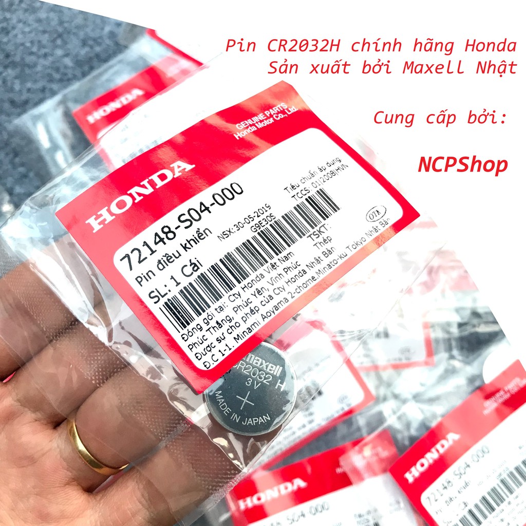 Pin Smartkey Ô Tô Xe Máy Cr2032 H Cr2032H Chính Hãng Honda, Sx Bởi Maxell.