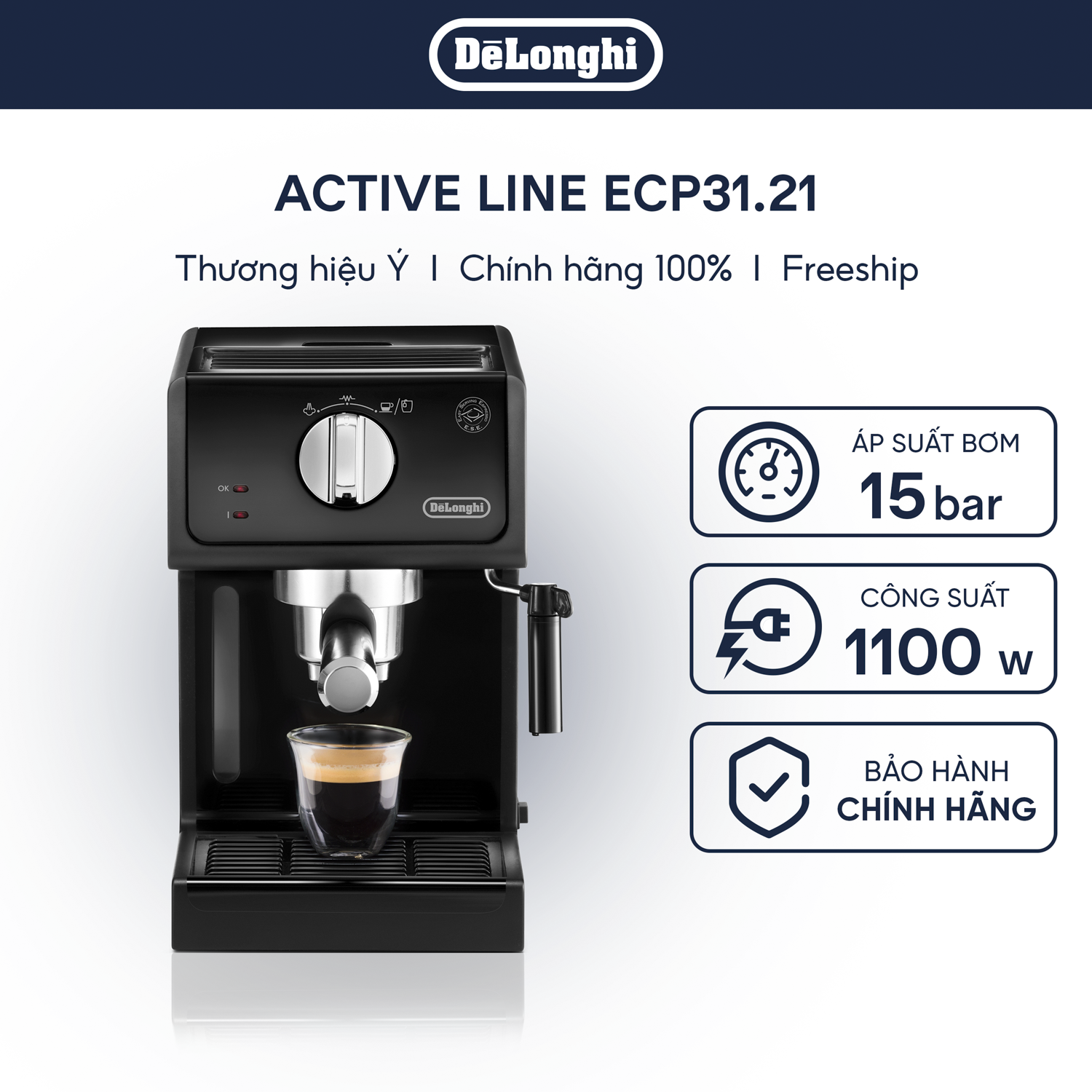 Delonghi Ecp31.21 Active Line Espresso Coffee Maker - Compact, Convenient - Genuine