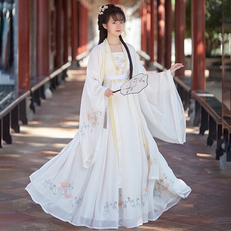 Hán Phục Tiểu Long Nữ Trắng Cổ Trang Cosplay Bộ y như hình