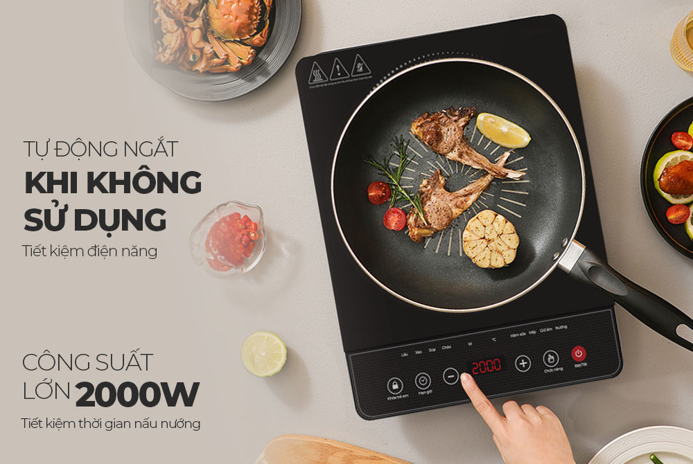 Bếp điện từ Sunhouse SHD6161 + tặng dao làm bếp màu đen