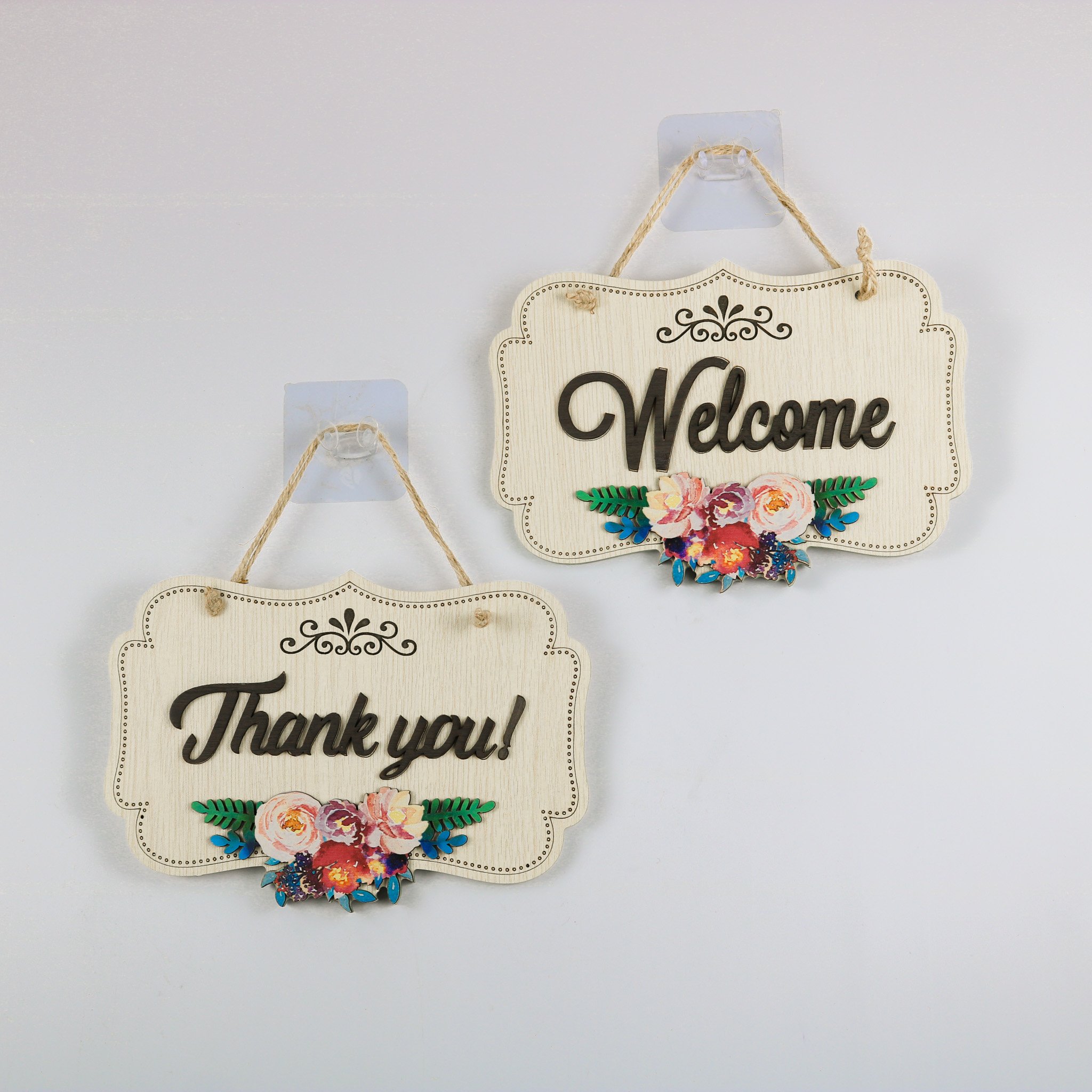 Tranh gỗ trang trí, bảng gỗ treo cửa, bảng gỗ treo cửa hàng chữ welcome thank you bảng gỗ 2 mặt tiện lợi treo cửa hàng