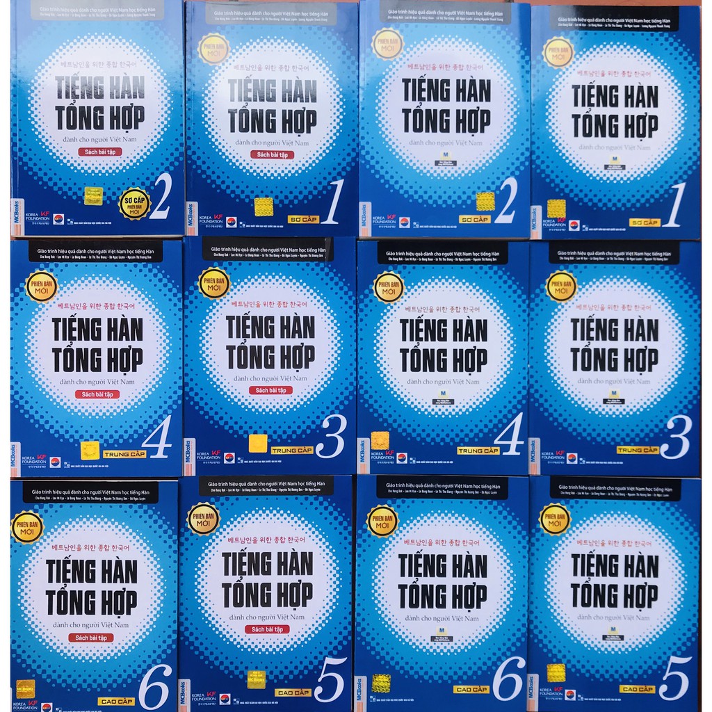 Sách - combo trọn bộ 12 cuốn giáo trình tiếng hàn tổng hợp bản đen trắng