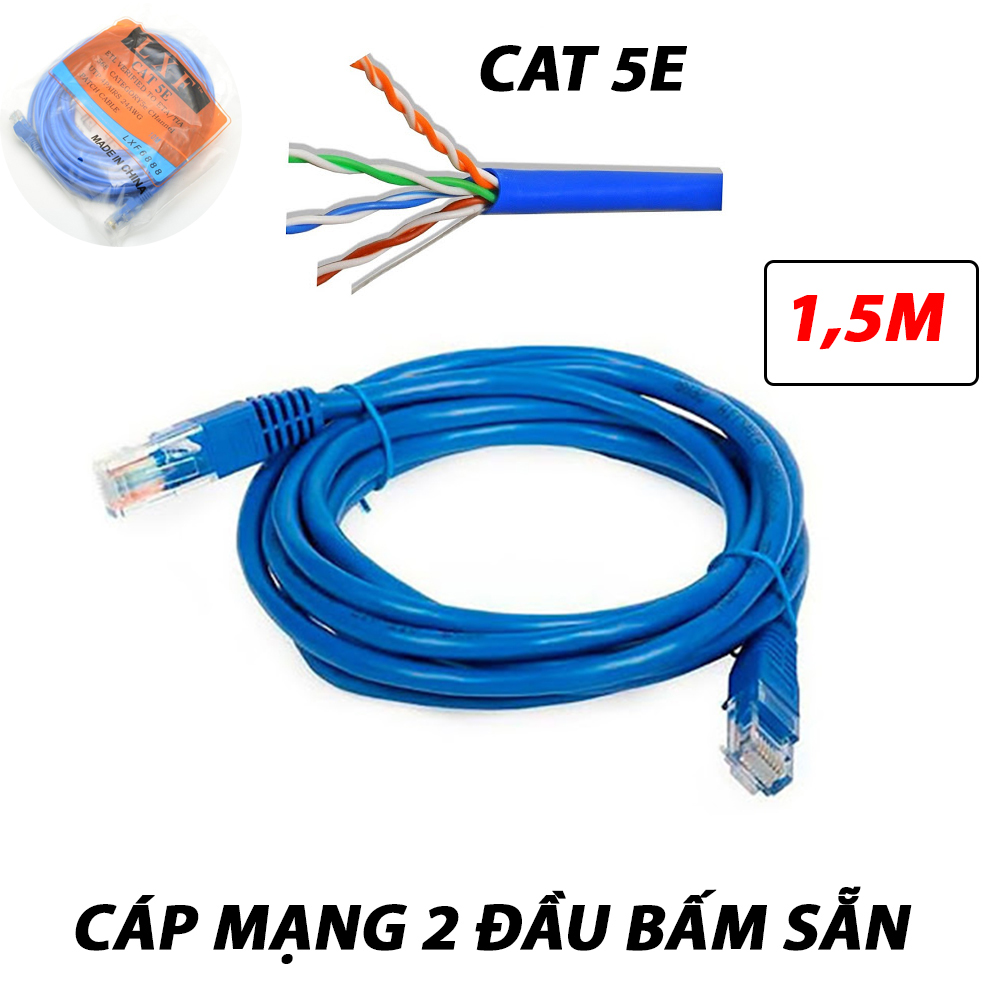 Cáp Mạng 2 Đầu Bấm Sẵn LXF Tốc Độ CAT 5E Dài 1.5M