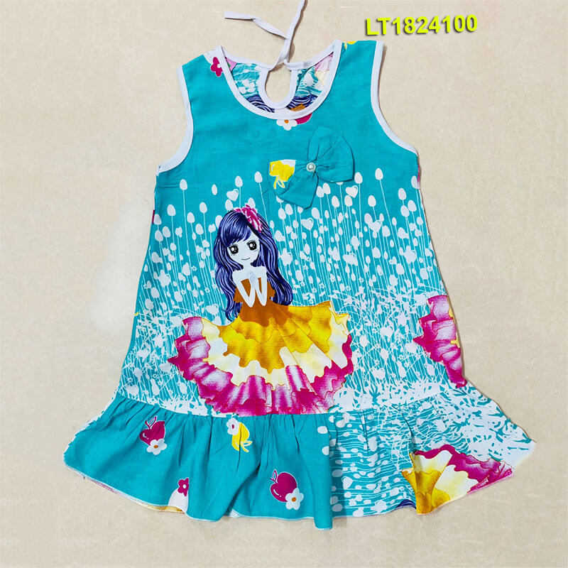 20 - 30Ky Home Dress for Girls in Linen Tone Fabric