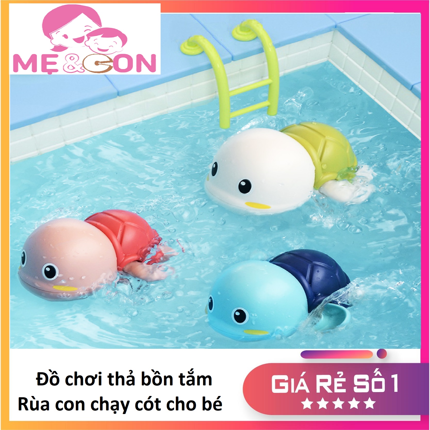 Đồ chơi thả bồn tắm Rùa con mini chạy cót