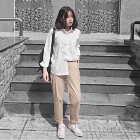 [HCM]Quần kaki suông sắn ống