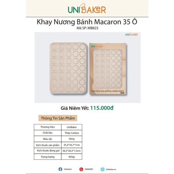 Khay nướng bánh Macaron 35 ô - Unibaker MB823
