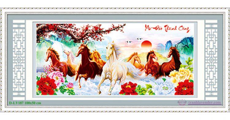 Tranh đính đá Mã Đáo Thành Công_LV187_100*50 CM