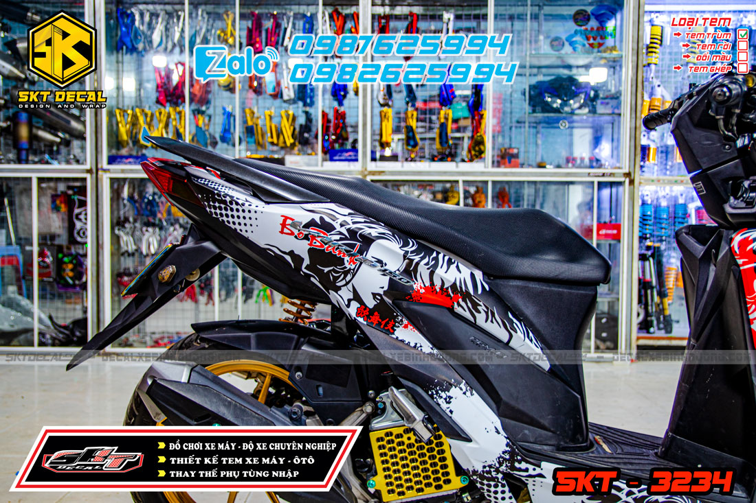 tem trùm vario 2019 trắng đen đỏ kabuki