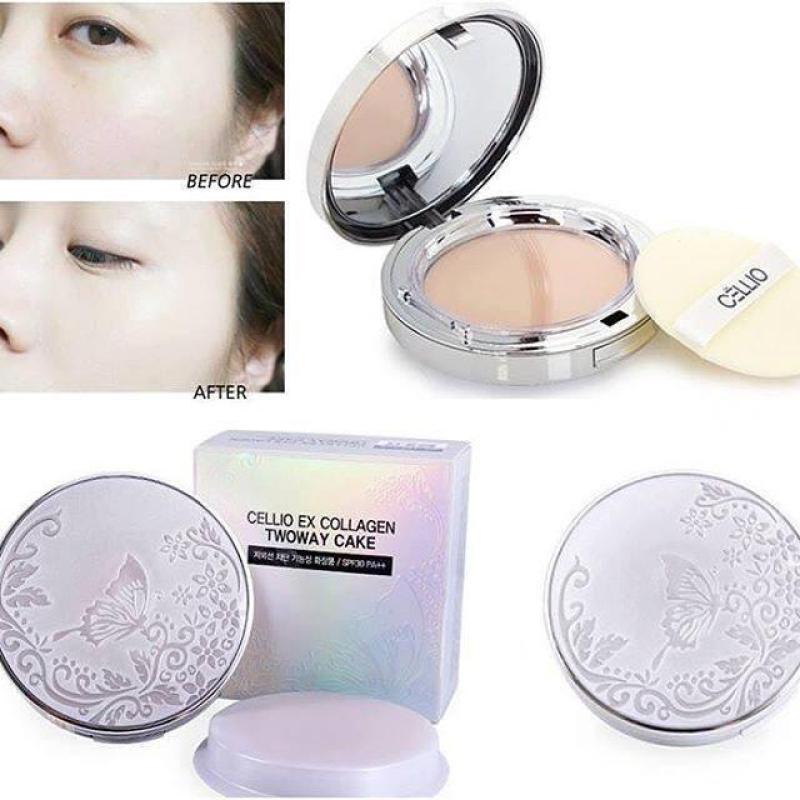 Phấn phủ siêu mịn chống nắng Cellio Ex Collagen twoway cake SPF 30 - tặng lõi phụ