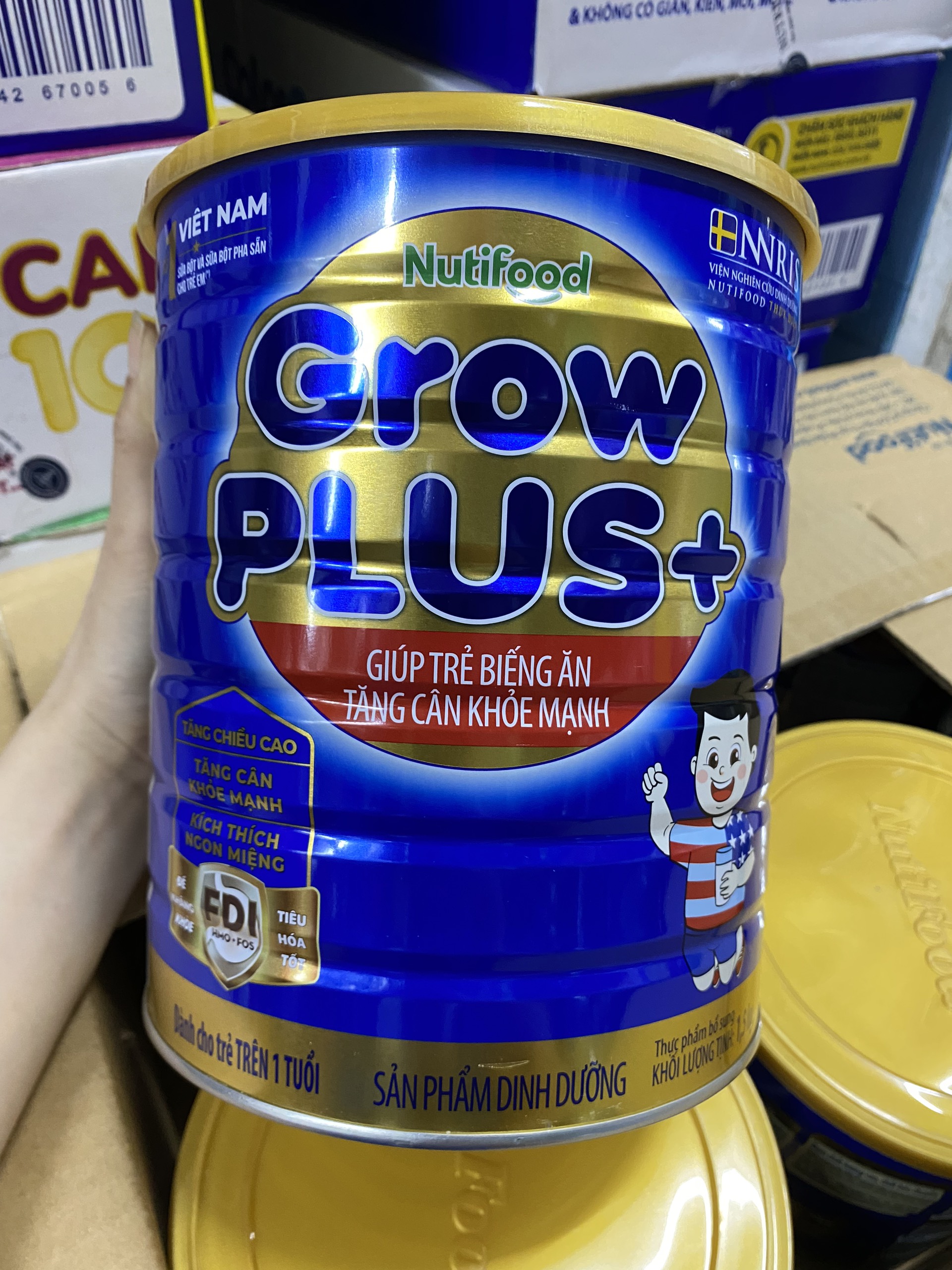 MẪU MỚI Sữa Bột Nutifood Grow Plus+ Xanh Hộp 1,5kg