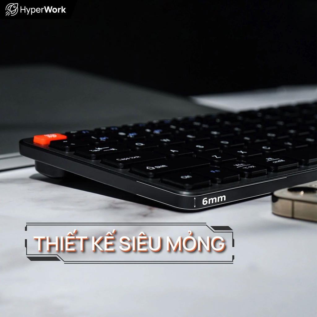 Bàn phím Bluetooth HyperWork KB1 Plus / KB2 ( Hàng chính hãng) - Bảo hành 12 tháng