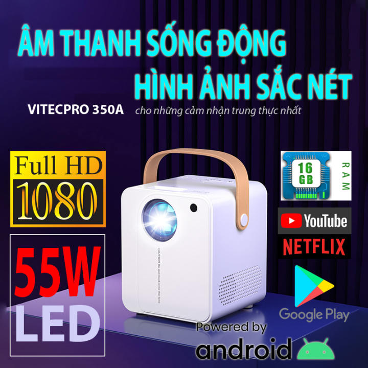 Máy chiếu mini, máy chiếu, chiếu, máy chiếu mini giá rẻ, máy chiếu kết nối điện thoại, projector, Máy chiếu KAW K550 Full HD Kết Nối Hệ Điều Hành Android - Hỗ trợ 4K, kết nối wifi + bluetooth, nhỏ gọn - Bảo hành chính hãng