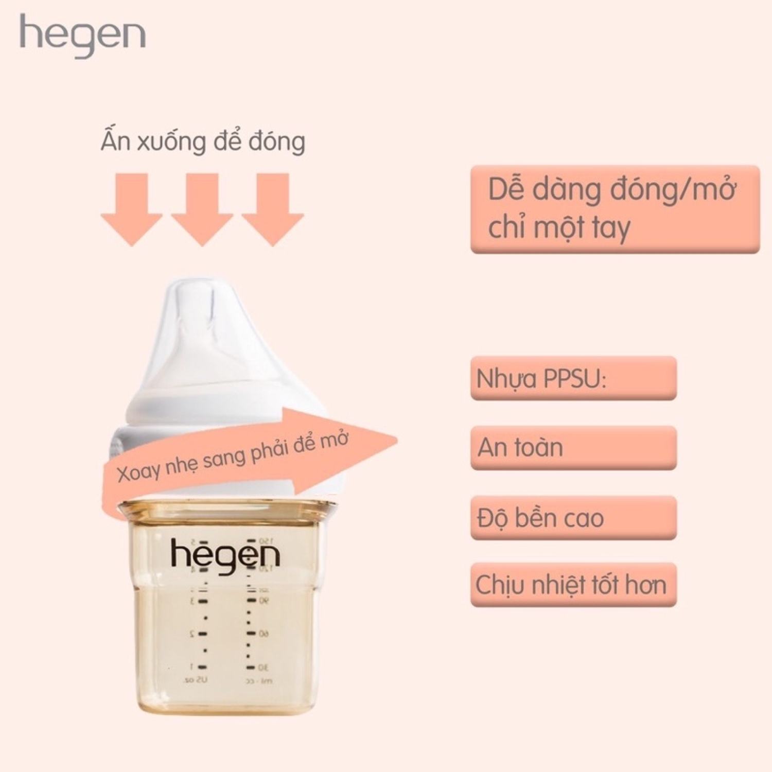 [CHÍNH HÃNG] [Được Chọn Núm] Bình Sữa Hegen CHÍNH HÃNG 150ml, 240ml, 330ml