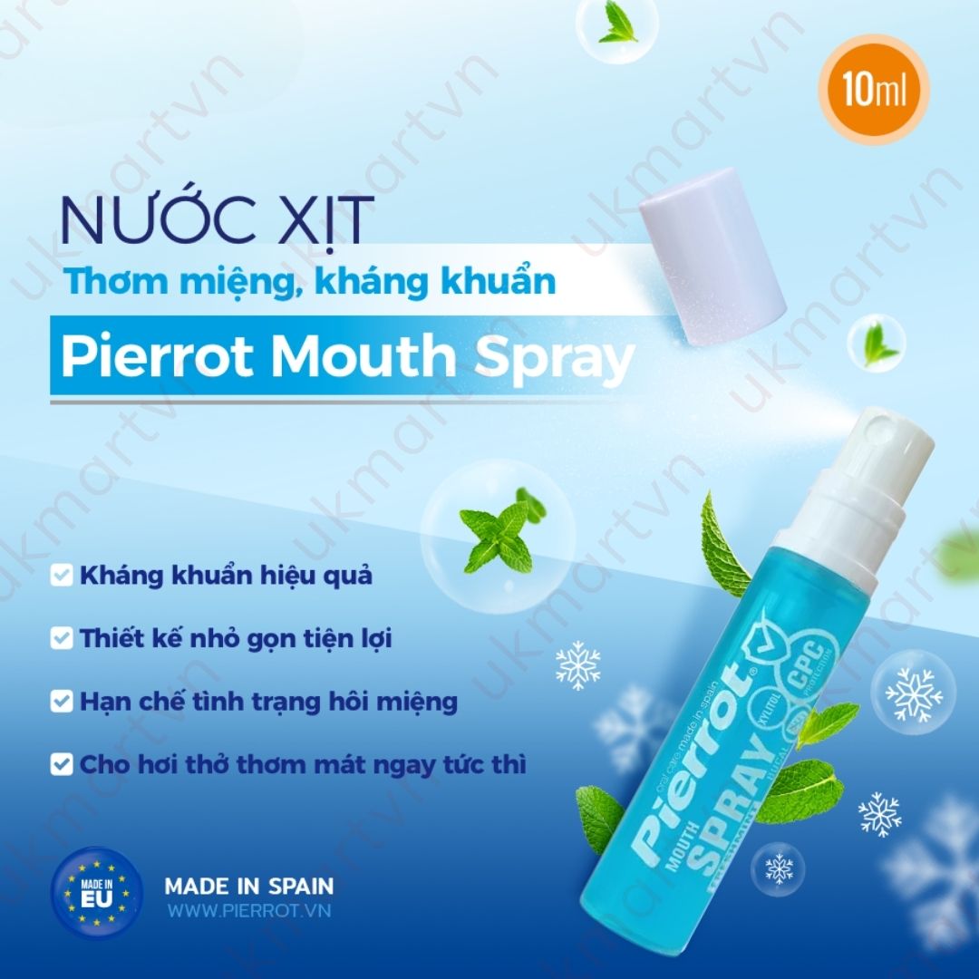 Nước Xịt Thơm Miệng Diệt Khuẩn Pierrot 10ml