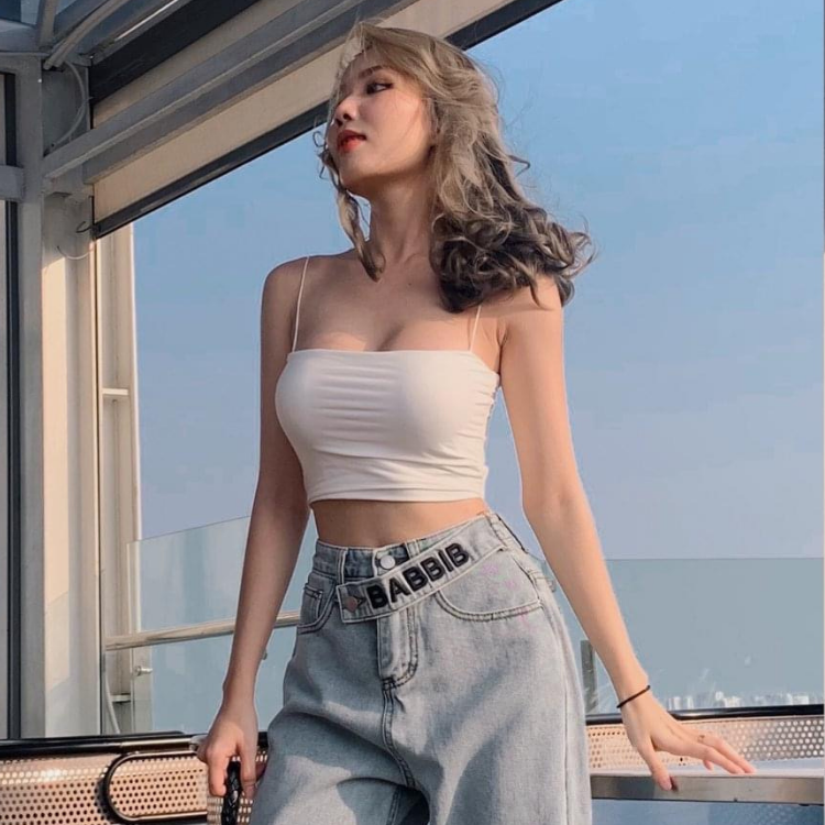 EIGHTYK Áo Croptop Hai Dây Mảnh Trơn